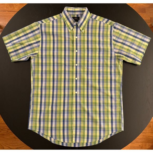 Brooks Brothers Other - Brooks Brothers 346 Button Down Shirt Men M Green Plaid Short Sleeve 100% Cotton
